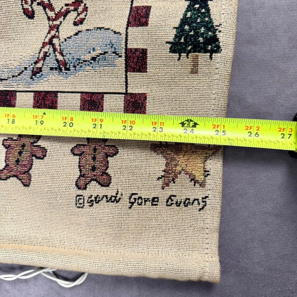 Sandi Gore Evans Peppermint Hill Lighted Woven Tapestry Wall Hanging Snowman 35